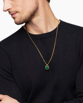 Octagonal Amulet in 18K Yellow Gold with Malachite, 15mm